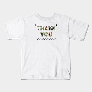 Thank you - mixed dog breed oil painting word art Kids T-Shirt